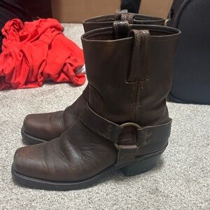 Frye Dark Brown Leather Moto Boots